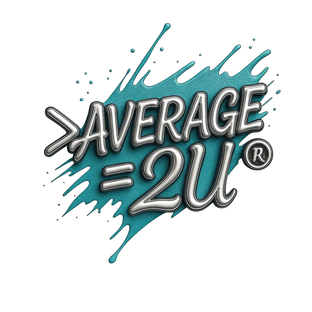 Metallic Average = 2U logo on teal splash