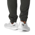Rear view white speckled sneakers